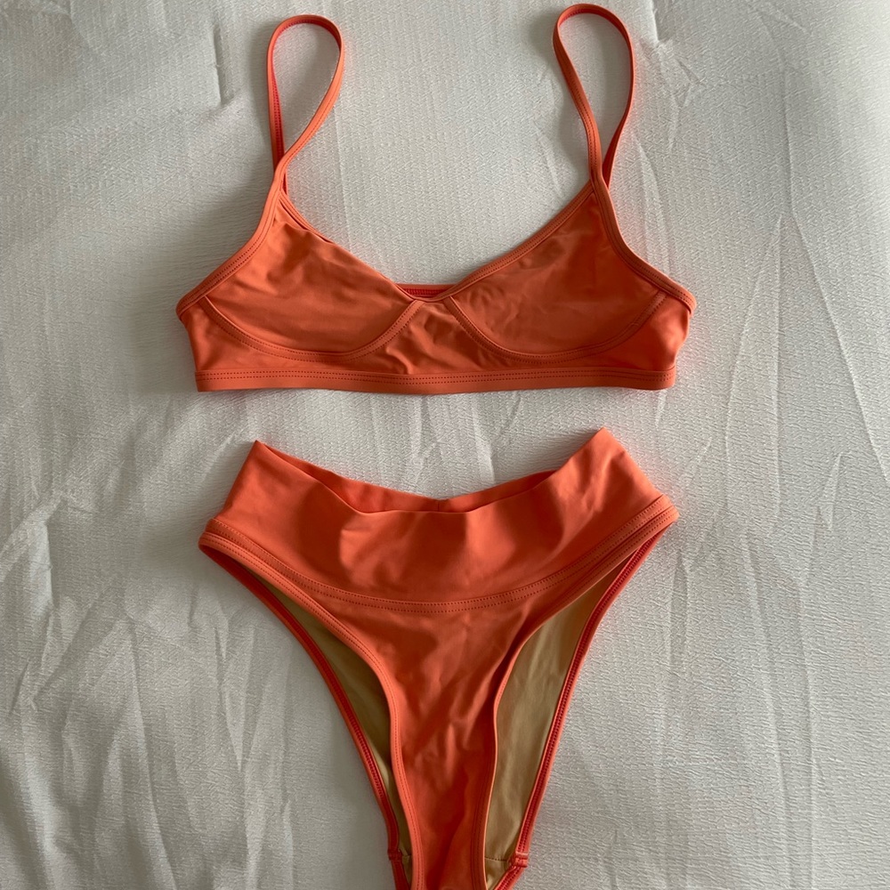 Orange Women's High-Waist Bikini Set